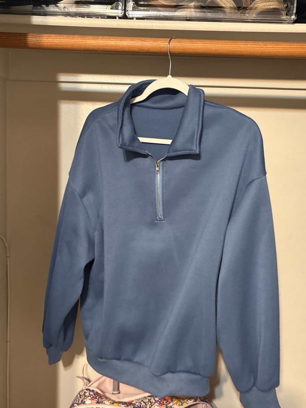 Women’s Quarter Zip Pullover Sweater - Dusty Blue